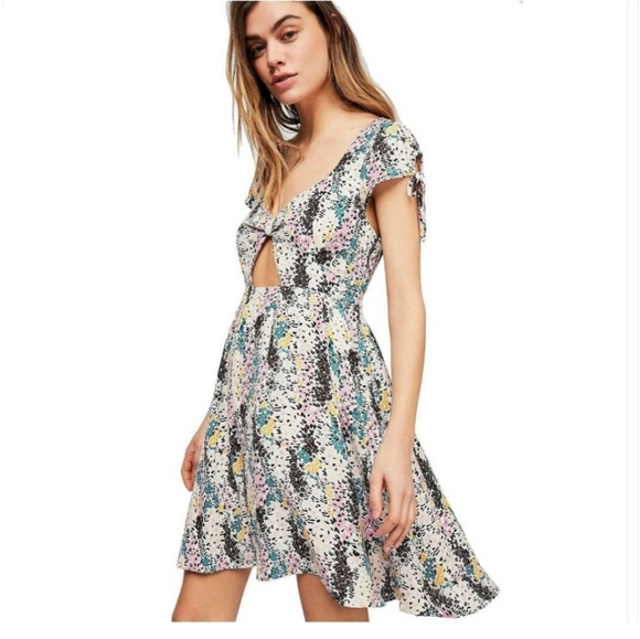 Free People Floral Cut out Boho Summer Dress XS - Picture 2 of 11